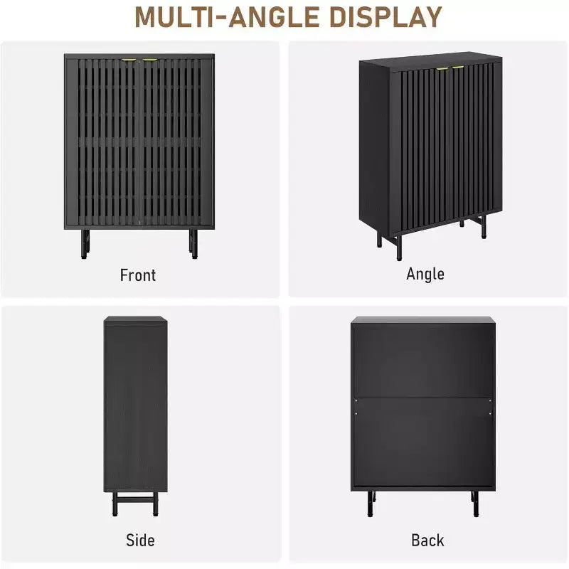 6 Tier Wooden Shoe Cabinet with Louvered Doors Freestanding Narrow Shoe Organizer Entryway Storage Rack Holds 24 Pairs Modern Home Hallway Furniture