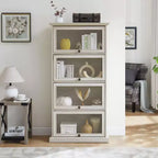 4 Tier Glass Display Cabinet for Living Room Stylish Storage Curio Cabinet with Flip Up Glass Doors Perfect Collectors Showcase Toy Figure Organizers