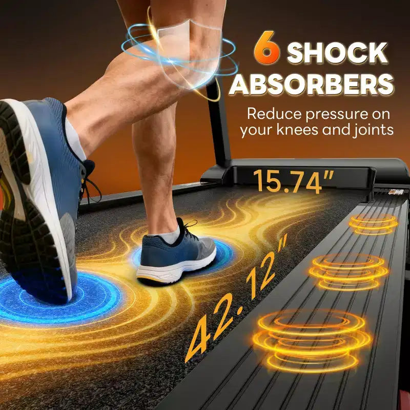 3.0HP Treadmill 300lbs Capacity, 6% Incline Folding Treadmill for Home, 0.6-7.5MPH, 16 Wild Belt, Shock Absorption
