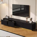 JVNOXK TV Stand for TVs up to 85 inches, Faux Marble Top Media Console with 4 Drawers, Gold Base Modern Living Room Entertainment Center, Black