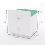 Acekool Vanity Stool Chair with Storage Drawer, 17.32x15.16x17.32 PU Ottoman with Lockable Wheels, Modern Makeup Seat for Bedroom