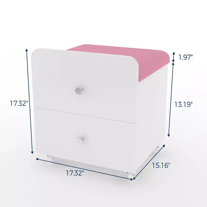 Acekool Vanity Stool Chair with Storage Drawer, 17.32x15.16x17.32 PU Ottoman with Lockable Wheels, Modern Makeup Seat for Bedroom