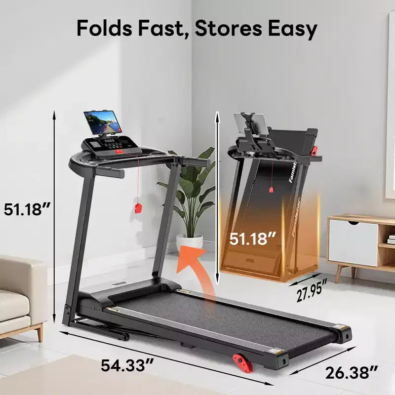 Treadmill 350LBS Capacity for Home, 3.1HP Folding Treadmill , Treadmill with 8% Incline, 7.5MPH, 71 Preset Programs, Shock Absorption