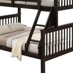 Royal Hamton Twin/Full Bunk Bed with Ladder, Slatted Cherry Brown Solid Hardwood