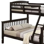 Royal Hamton Twin/Full Bunk Bed with Ladder, Slatted Cherry Brown Solid Hardwood
