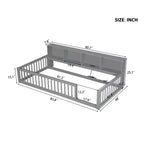 Okak Modern Twin Size Montessori Floor Beds with Storage Cabinets & USB Ports,Wooden Platform Bed for Kids Room,Bedroom