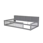 Okak Modern Twin Size Montessori Floor Beds with Storage Cabinets & USB Ports,Wooden Platform Bed for Kids Room,Bedroom
