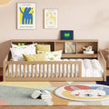 Okak Modern Twin Size Montessori Floor Beds with Storage Cabinets & USB Ports,Wooden Platform Bed for Kids Room,Bedroom