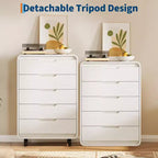 Commode à 5 tiroirs pour chambre à coucher, commode moderne haute de 122 cm en bois avec grand rangement en bois, commode pour salon, couloir, couleur naturelle