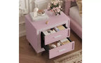 TUYOHW Table de Chevet 2 Tiroirs en Velours, Petite Table d'Appoint Rustique-Chic avec Bande Pailletée Argentée et Pieds en Métal, pour Chambre à Coucher