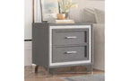 TUYOHW Table de Chevet 2 Tiroirs en Velours, Petite Table d'Appoint Rustique-Chic avec Bande Pailletée Argentée et Pieds en Métal, pour Chambre à Coucher
