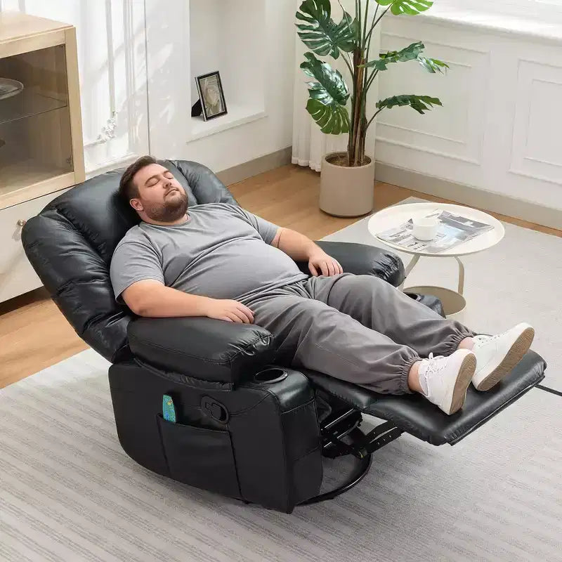 Rocker Recliner Chairs for Adults w/Vibration Massage and Heating,360 Swivel Rocker Glider Recliner,Extra Wide Manual Lazy Chair