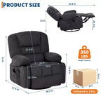 Rocker Recliner Chairs for Adults w/Vibration Massage and Heating,360 Swivel Rocker Glider Recliner,Extra Wide Manual Lazy Chair