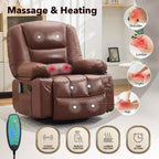 Rocker Recliner Chairs for Adults w/Vibration Massage and Heating,360 Swivel Rocker Glider Recliner,Extra Wide Manual Lazy Chair