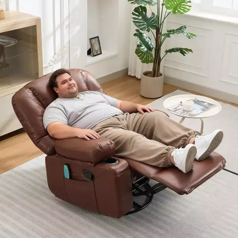 Rocker Recliner Chairs for Adults w/Vibration Massage and Heating,360 Swivel Rocker Glider Recliner,Extra Wide Manual Lazy Chair