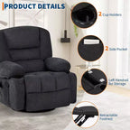 Rocker Recliner Chairs for Adults w/Vibration Massage and Heating,360 Swivel Rocker Glider Recliner,Extra Wide Manual Lazy Chair
