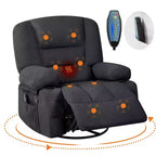 Rocker Recliner Chairs for Adults w/Vibration Massage and Heating,360 Swivel Rocker Glider Recliner,Extra Wide Manual Lazy Chair