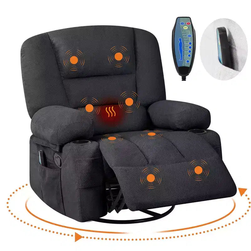 Rocker Recliner Chairs for Adults w/Vibration Massage and Heating,360 Swivel Rocker Glider Recliner,Extra Wide Manual Lazy Chair
