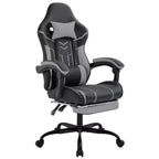Chaise de jeu MAYEERTY, chaise d'ordinateur, chaise ergonomique avec repose-pieds et soutien lombaire pour salon, noir-gris