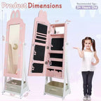 Meuble à bijoux Karl Home pour enfants en MDF rose avec miroir, 1 porte et 1 tiroir en tissu