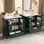Ensemble de meuble-lavabo de salle de bain en bois de 60 pouces avec double vasque, grand meuble de salle de bain autoportant avec tiroir