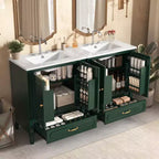 Ensemble de meuble-lavabo de salle de bain en bois de 60 pouces avec double vasque, grand meuble de salle de bain autoportant avec tiroir