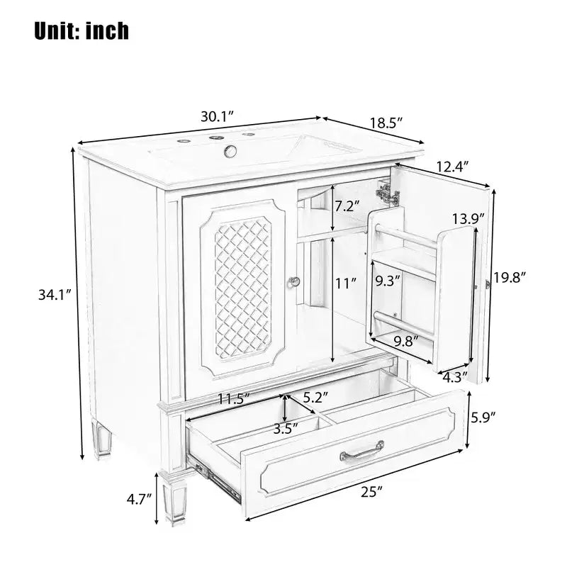 Ensemble de meuble-lavabo de salle de bain en bois de 60 pouces avec double vasque, grand meuble de salle de bain autoportant avec tiroir