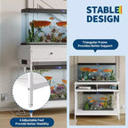 Meuble de support pour aquarium de 150 à 190 litres avec prises, 2 supports d'aquarium et de terrarium avec tiroirs de rangement, pieds réglables en hauteur, capacité de 300 kg, blanc