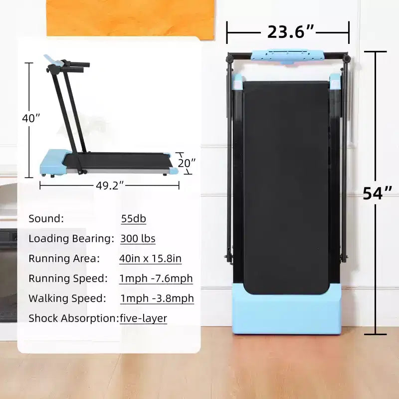 Okak Lightweight Folding Treadmill with Arms, Portable Treadmill with LED Screen, Walking Pad Treadmill for Home and Office Use