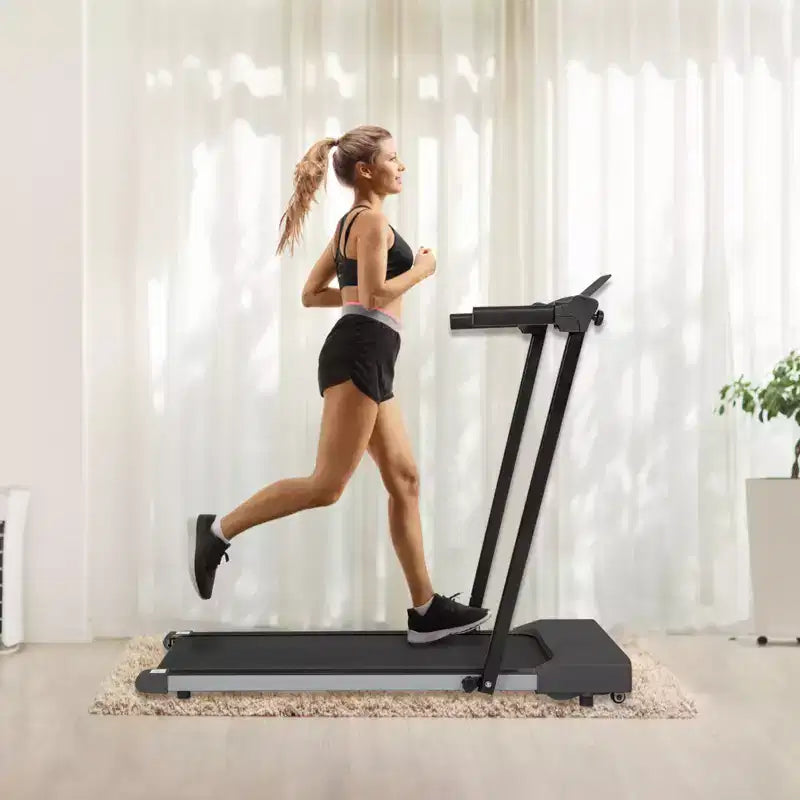Okak Lightweight Folding Treadmill with Arms, Portable Treadmill with LED Screen, Walking Pad Treadmill for Home and Office Use