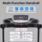 Okak Folding Treadmills with Pulse Sensor, Walking Pad Treadmill with Quiet Brushless Motor, 12 Preset Programs Treadmill with Incline, Black+Silver