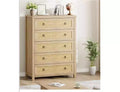 Drawer Dresser with Rattan Panels & Round Handles (PB Board)