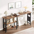 COZONY 360 Rotating Side Table with Charging Station, Mobile End Table with Wheels and Storage