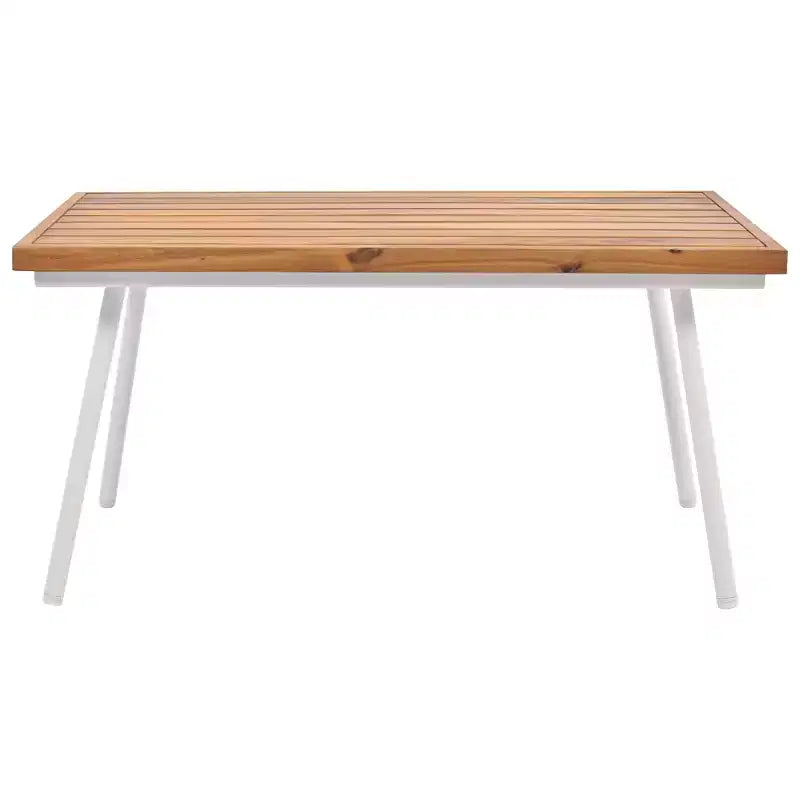 GDFStudio Shaun 4 Piece Boho Patio Conversation Set with Acacia Wood Coffee Table and Metal Seating