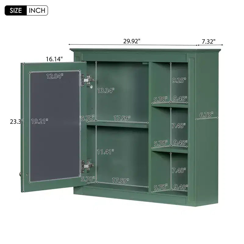 CASAINC 30 x 28 Bathroom Medicine Cabinet with Mirror and 3 Open Shelves, Wall-Mounted (No Vanity)