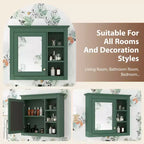 CASAINC 30 x 28 Bathroom Medicine Cabinet with Mirror and 3 Open Shelves, Wall-Mounted (No Vanity)