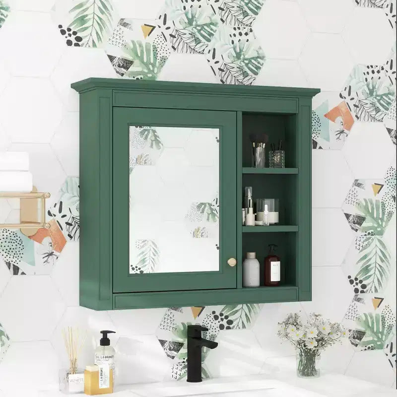 CASAINC 30 x 28 Bathroom Medicine Cabinet with Mirror and 3 Open Shelves, Wall-Mounted (No Vanity)
