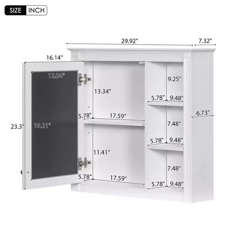 CASAINC 30 x 28 Bathroom Medicine Cabinet with Mirror and 3 Open Shelves, Wall-Mounted (No Vanity)