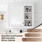 CASAINC 30 x 28 Bathroom Medicine Cabinet with Mirror and 3 Open Shelves, Wall-Mounted (No Vanity)