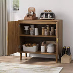 Meuble à chaussures avec 2 tiroirs basculants, meuble de rangement pour chaussures dissimulé en noyer de 23,6 po avec design cannelé, meuble organisateur de chaussures autoportant