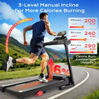 Treadmill 310LBS Capacity for Home, 3.1HP Folding Treadmill , Treadmill with 8% Incline, 7.5MPH, 71 Preset Programs, Shock Absorption, APP Control