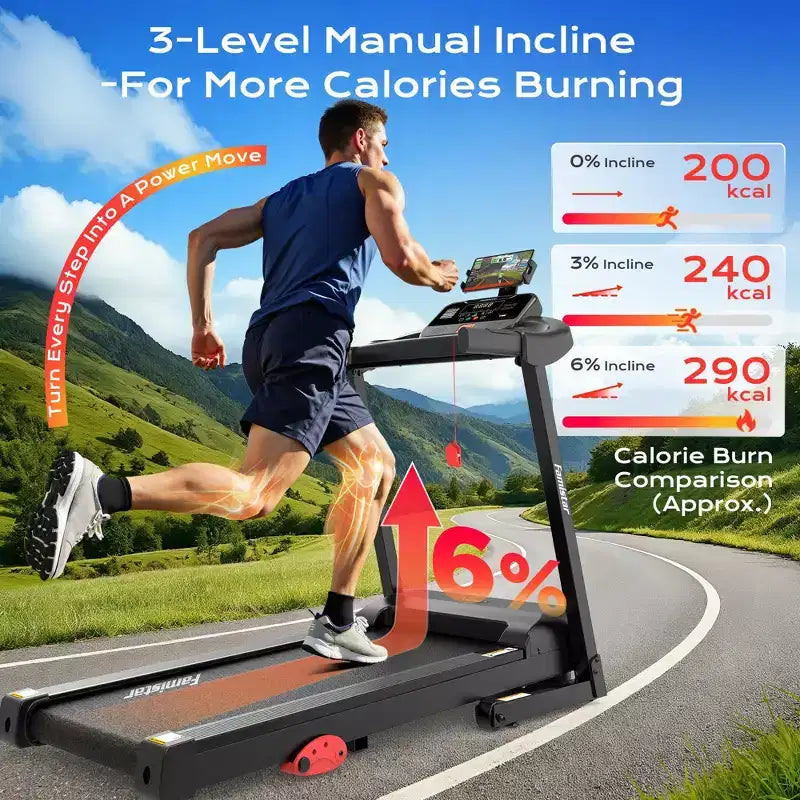 Treadmill 310LBS Capacity for Home, 3.1HP Folding Treadmill , Treadmill with 8% Incline, 7.5MPH, 71 Preset Programs, Shock Absorption, APP Control