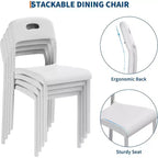 Outdoor Patio Dining Chairs Set of 2, Stackable Plastic Kitchen Chairs, Steel Legs Support, Waterproof & Stain-Resistant, Indoor and Outdoor