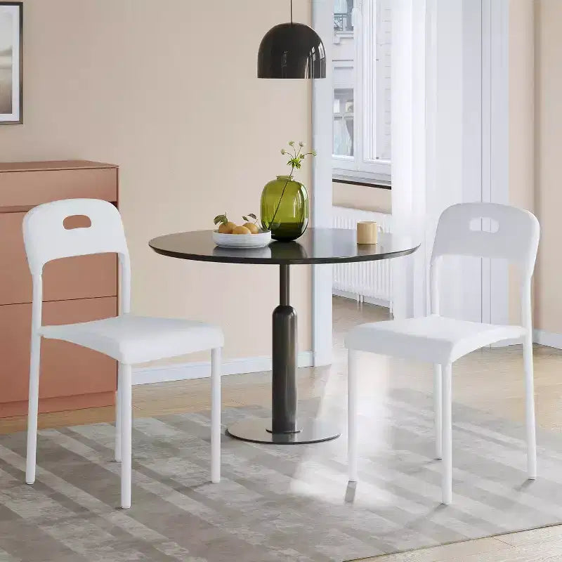 Outdoor Patio Dining Chairs Set of 2, Stackable Plastic Kitchen Chairs, Steel Legs Support, Waterproof & Stain-Resistant, Indoor and Outdoor