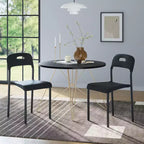 Outdoor Patio Dining Chairs Set of 2, Stackable Plastic Kitchen Chairs, Steel Legs Support, Waterproof & Stain-Resistant, Indoor and Outdoor