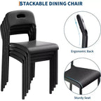 Outdoor Patio Dining Chairs Set of 2, Stackable Plastic Kitchen Chairs, Steel Legs Support, Waterproof & Stain-Resistant, Indoor and Outdoor