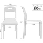 Outdoor Patio Dining Chairs Set of 2, Stackable Plastic Kitchen Chairs, Steel Legs Support, Waterproof & Stain-Resistant, Indoor and Outdoor