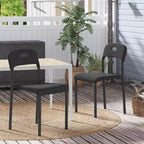 Outdoor Patio Dining Chairs Set of 2, Stackable Plastic Kitchen Chairs, Steel Legs Support, Waterproof & Stain-Resistant, Indoor and Outdoor