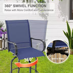 COZONY Patio Swivel Bar Set, Outdoor High Top Bar Table Swivel Chairs Glass Table All Weather Fabric for Patio