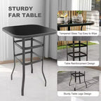 COZONY Patio Swivel Bar Set, Outdoor High Top Bar Table Swivel Chairs Glass Table All Weather Fabric for Patio